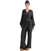 imageSUUKSESS Women 2 Piece Lounge Sets Oversized Quarter Zip Pullover Wide Leg PantsBlack