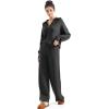 imageSUUKSESS Women 2 Piece Lounge Sets Oversized Quarter Zip Pullover Wide Leg PantsBlack