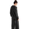 imageSUUKSESS Women 2 Piece Lounge Sets Oversized Quarter Zip Pullover Wide Leg PantsBlack