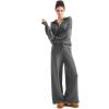 imageSUUKSESS Women 2 Piece Lounge Sets Oversized Quarter Zip Pullover Wide Leg PantsDark Gray