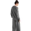 imageSUUKSESS Women 2 Piece Lounge Sets Oversized Quarter Zip Pullover Wide Leg PantsDark Gray
