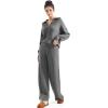 imageSUUKSESS Women 2 Piece Lounge Sets Oversized Quarter Zip Pullover Wide Leg PantsDark Gray