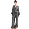 imageSUUKSESS Women 2 Piece Lounge Sets Oversized Quarter Zip Pullover Wide Leg PantsDark Gray