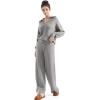imageSUUKSESS Women 2 Piece Lounge Sets Oversized Quarter Zip Pullover Wide Leg PantsGray