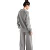 imageSUUKSESS Women 2 Piece Lounge Sets Oversized Quarter Zip Pullover Wide Leg PantsGray