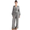 imageSUUKSESS Women 2 Piece Lounge Sets Oversized Quarter Zip Pullover Wide Leg PantsGray