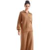 imageSUUKSESS Women 2 Piece Lounge Sets Oversized Quarter Zip Pullover Wide Leg PantsKhaki