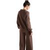 imageSUUKSESS Women 2 Piece Lounge Sets Oversized Quarter Zip Pullover Wide Leg PantsMocha