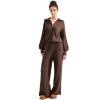 imageSUUKSESS Women 2 Piece Lounge Sets Oversized Quarter Zip Pullover Wide Leg PantsMocha