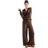 imageSUUKSESS Women 2 Piece Lounge Sets Oversized Quarter Zip Pullover Wide Leg PantsMocha