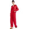 imageSUUKSESS Women 2 Piece Lounge Sets Oversized Quarter Zip Pullover Wide Leg PantsRed