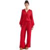 imageSUUKSESS Women 2 Piece Lounge Sets Oversized Quarter Zip Pullover Wide Leg PantsRed