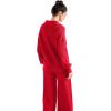 imageSUUKSESS Women 2 Piece Lounge Sets Oversized Quarter Zip Pullover Wide Leg PantsRed