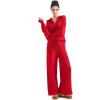 imageSUUKSESS Women 2 Piece Lounge Sets Oversized Quarter Zip Pullover Wide Leg PantsRed