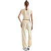 imageSUUKSESS Women 2 Piece Matching Lounge Workout Sets Outfits Sleeveless Cropped Tops Summer High Waisted Wide Leg PantsBeige