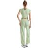 imageSUUKSESS Women 2 Piece Matching Lounge Workout Sets Outfits Sleeveless Cropped Tops Summer High Waisted Wide Leg PantsGreen