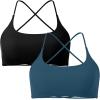 imageSUUKSESS Women 2 Piece Open Back Sports Bra Pack Strappy Workout Gym Yoga Crops1 Pack Blue  Black