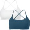 imageSUUKSESS Women 2 Piece Open Back Sports Bra Pack Strappy Workout Gym Yoga Crops1 Pack Blue  White
