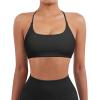 imageSUUKSESS Women 2 Piece Open Back Sports Bra Pack Strappy Workout Gym Yoga Crops1 Pack Coffee  Black