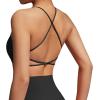 imageSUUKSESS Women 2 Piece Open Back Sports Bra Pack Strappy Workout Gym Yoga Crops1 Pack Coffee  Black
