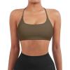 imageSUUKSESS Women 2 Piece Open Back Sports Bra Pack Strappy Workout Gym Yoga Crops1 Pack Coffee  White