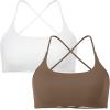 imageSUUKSESS Women 2 Piece Open Back Sports Bra Pack Strappy Workout Gym Yoga Crops1 Pack Coffee  White