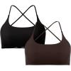 imageSUUKSESS Women 2 Piece Open Back Sports Bra Pack Strappy Workout Gym Yoga Crops1 Pack Dark Brown  Black