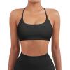 imageSUUKSESS Women 2 Piece Open Back Sports Bra Pack Strappy Workout Gym Yoga Crops1 Pack Dark Brown  Black