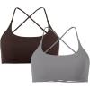 imageSUUKSESS Women 2 Piece Open Back Sports Bra Pack Strappy Workout Gym Yoga Crops1 Pack Dark Brown  Grey