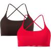 imageSUUKSESS Women 2 Piece Open Back Sports Bra Pack Strappy Workout Gym Yoga Crops1 Pack Dark Brown  Red