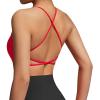 imageSUUKSESS Women 2 Piece Open Back Sports Bra Pack Strappy Workout Gym Yoga Crops1 Pack Dark Brown  Red
