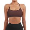 imageSUUKSESS Women 2 Piece Open Back Sports Bra Pack Strappy Workout Gym Yoga Crops1 Pack Dark Brown  Red