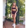 imageSUUKSESS Women 2 Piece Open Back Sports Bra Pack Strappy Workout Gym Yoga Crops1 Pack Dark Brown  White