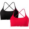 imageSUUKSESS Women 2 Piece Open Back Sports Bra Pack Strappy Workout Gym Yoga Crops1 Pack Red  Black