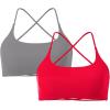 imageSUUKSESS Women 2 Piece Open Back Sports Bra Pack Strappy Workout Gym Yoga Crops1 Pack Red  Grey