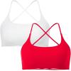 imageSUUKSESS Women 2 Piece Open Back Sports Bra Pack Strappy Workout Gym Yoga Crops1 Pack Red  White