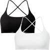 imageSUUKSESS Women 2 Piece Open Back Sports Bra Pack Strappy Workout Gym Yoga Crops1 Pack White  Black