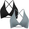 imageSUUKSESS Women 2 Piece Open Back Strappy Sports Bra Pack Twist V Neck Workout Crops2 Black  Grey