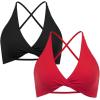imageSUUKSESS Women 2 Piece Open Back Strappy Sports Bra Pack Twist V Neck Workout Crops2 Black  Red