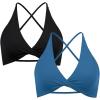 imageSUUKSESS Women 2 Piece Open Back Strappy Sports Bra Pack Twist V Neck Workout Crops2 Blue  Black