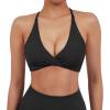 imageSUUKSESS Women 2 Piece Open Back Strappy Sports Bra Pack Twist V Neck Workout Crops2 Blue  Black