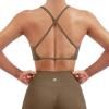 imageSUUKSESS Women 2 Piece Open Back Strappy Sports Bra Pack Twist V Neck Workout Crops2 Coffee  Black