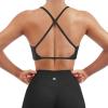 imageSUUKSESS Women 2 Piece Open Back Strappy Sports Bra Pack Twist V Neck Workout Crops2 Dark Brown  Black
