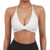 imageSUUKSESS Women 2 Piece Open Back Strappy Sports Bra Pack Twist V Neck Workout Crops2 Hot Pink  White