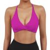 imageSUUKSESS Women 2 Piece Open Back Strappy Sports Bra Pack Twist V Neck Workout Crops2 Hot Pink  White