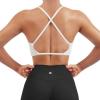 imageSUUKSESS Women 2 Piece Open Back Strappy Sports Bra Pack Twist V Neck Workout Crops2 Hot Pink  White