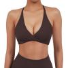 imageSUUKSESS Women 2 Piece Open Back Strappy Sports Bra Pack Twist V Neck Workout Crops2 White  Dark Brown