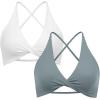 imageSUUKSESS Women 2 Piece Open Back Strappy Sports Bra Pack Twist V Neck Workout Crops2 White  Grey