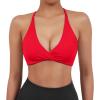 imageSUUKSESS Women 2 Piece Open Back Strappy Sports Bra Pack Twist V Neck Workout Crops2 White  Red