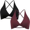 imageSUUKSESS Women 2 Piece Open Back Strappy Sports Bra Pack Twist V Neck Workout Crops2 Wine Red  Black